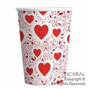 CORAZONES VASO 8 OZ x 8